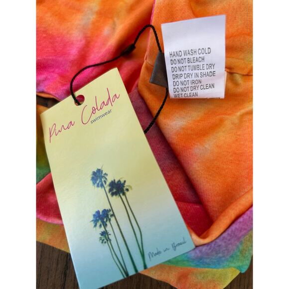 NWT Rainbow Tie Dye Gathered Cheeky Hipster Bikini BOTTOM in MEDIUM Pina Colada - Picture 8 of 8